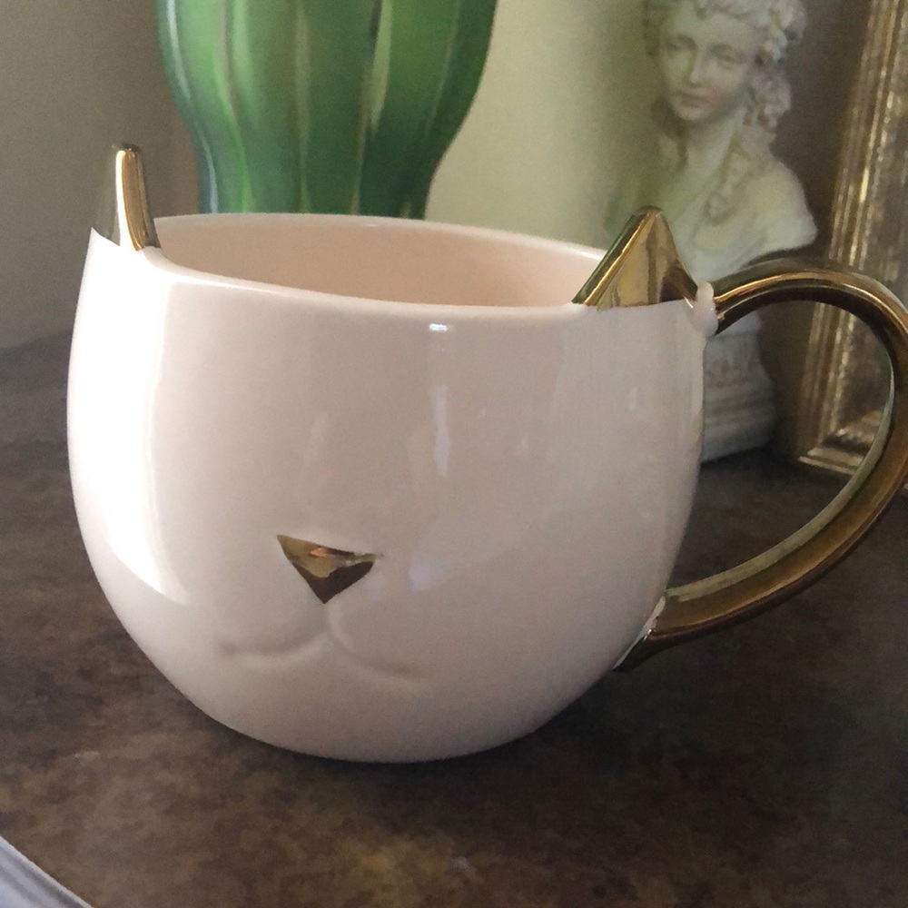 😻Pinky Up Adorable Purrrfect Chloe pink & gold metallic cat mug
